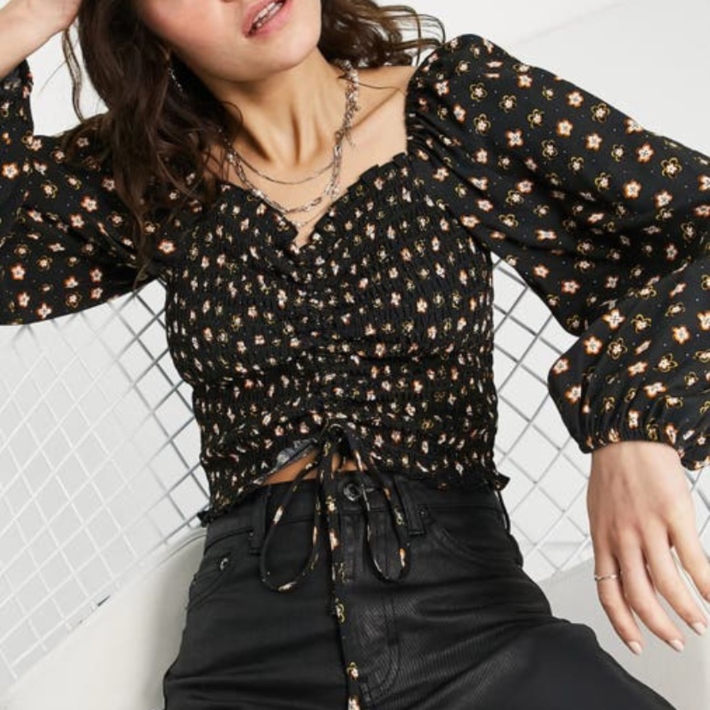 Topshop Retro Floral print crop top
